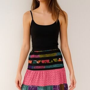 N D S Women's Colorful Tiered Skirt Sz XL Boho Chic Feminine Romantic Hippie